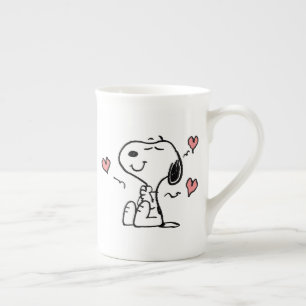 Jordnötter Snoopy Hearts Benporslin Mugg