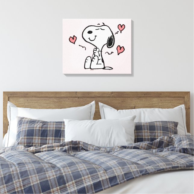 Jordnötter | Snoopy Hearts Canvastryck (Insitu (sovrum))