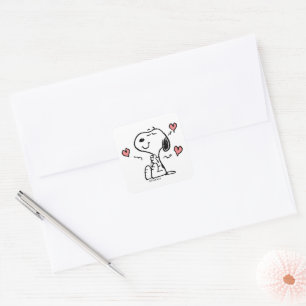 Jordnötter Snoopy Hearts Fyrkantigt Klistermärke