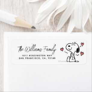 Jordnötter   Snoopy Hearts Returadress Etikett