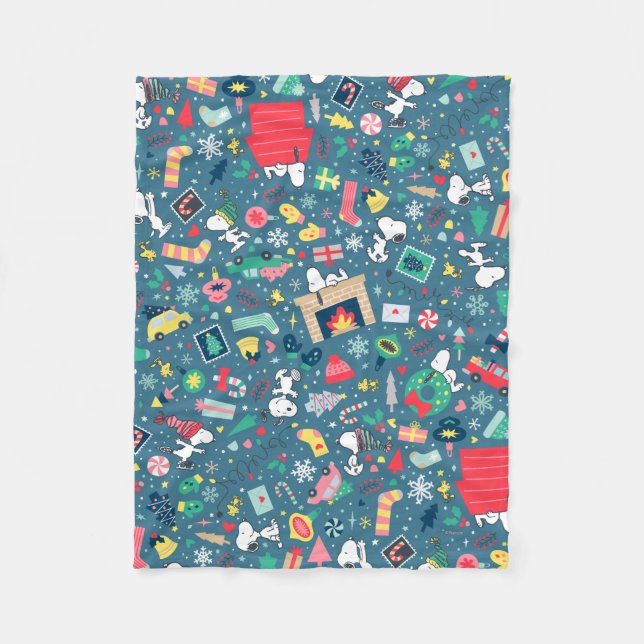 Jordnötter | Snoopy Helgdag Mönster Fleecefilt (Framsidan)