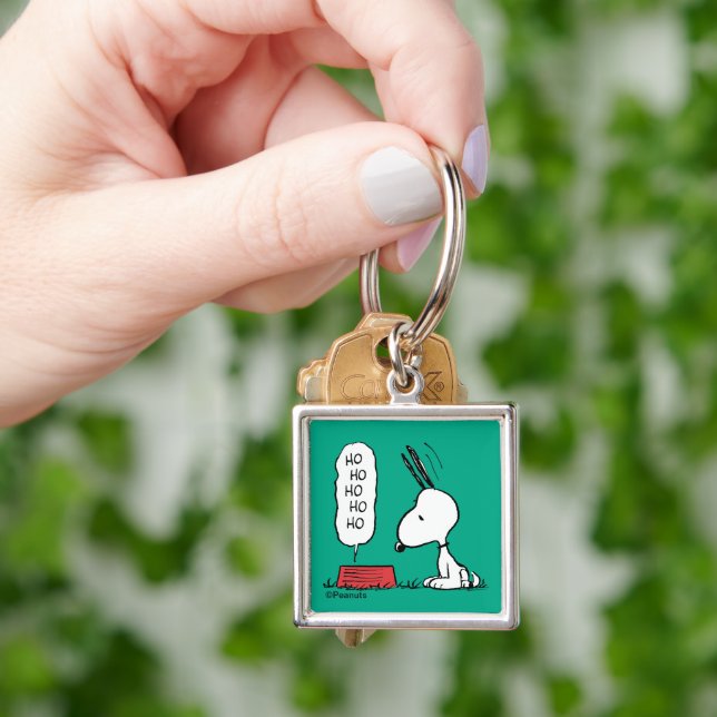 Jordnötter | Snoopy Ho Ho Ho Food Dish Fyrkantig Silverfärgad Nyckelring (Hand)