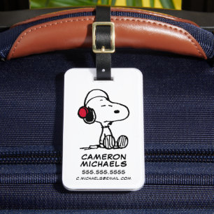 Jordnötter Snoopy i hörlurar Bagagebricka