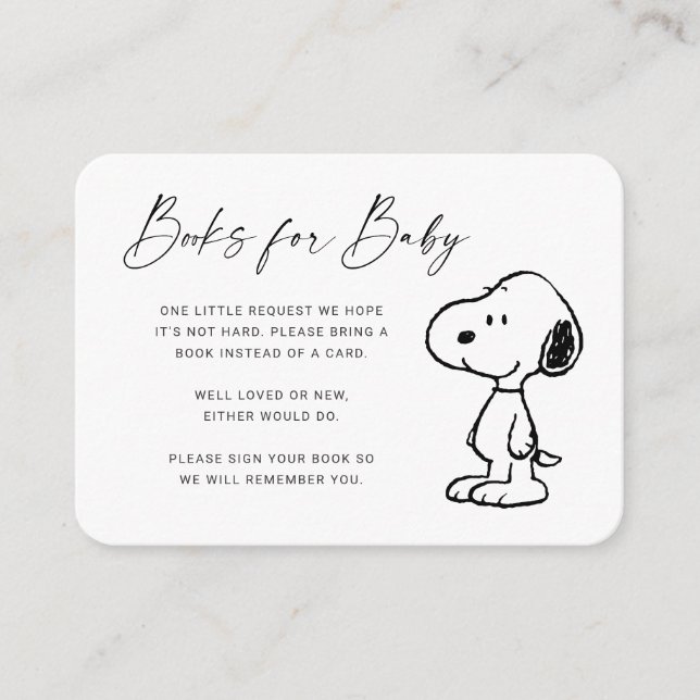 Jordnötter Snoopy - Inbjudan Bokar till Baby (Framsida)