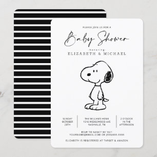 Jordnötter Snoopy - inbjudan till babydusch
