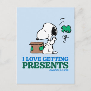Jordnötter Snoopy Jag älskar att få presenter Vykort