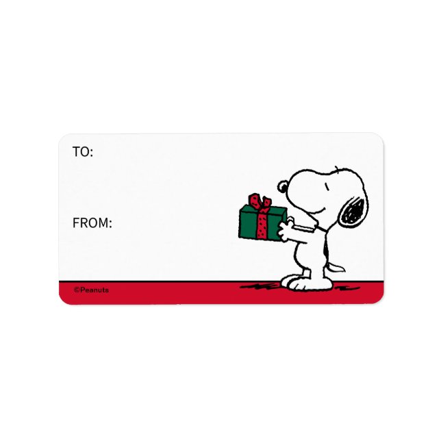 Jordnötter | Snoopy jul Gift Gift Märkre Adressetikett (Framsidan)