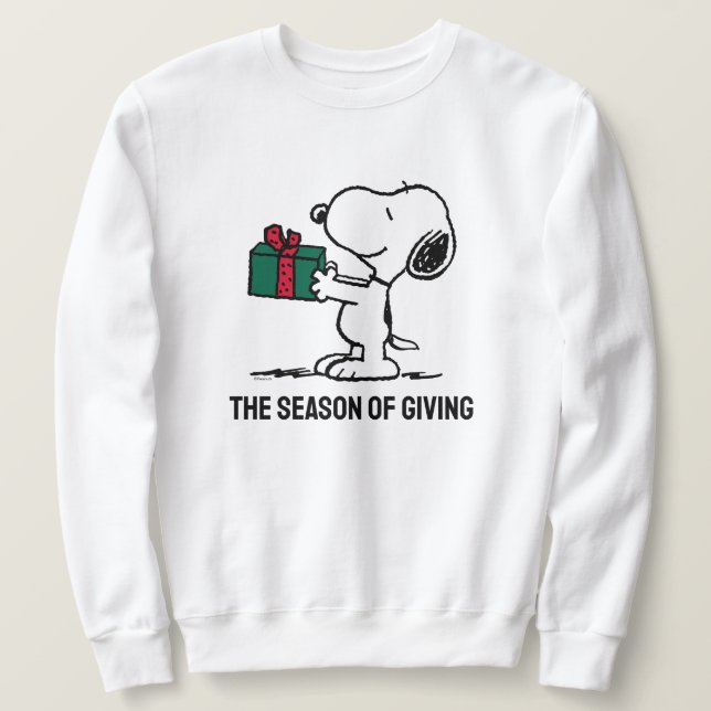 Jordnötter | Snoopy jul Gift Giver Lång Ärmad Tröja (Design framsida)