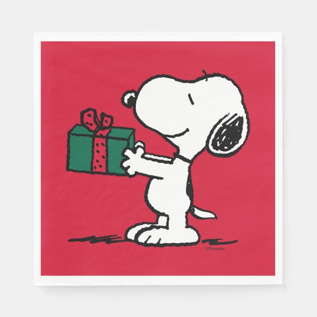 Jordnötter | Snoopy jul Gift Giver Pappersservett (Framsidan)