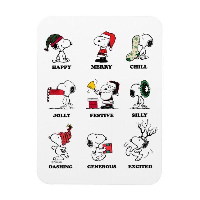 Jordnötter | Snoopy Jul Helgdag Moderna Magnet (Vertikal)