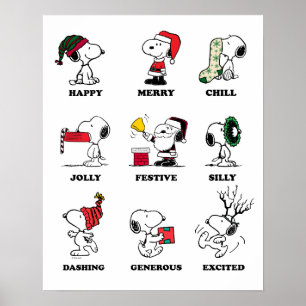 Jordnötter Snoopy Jul Helgdag Moderna Poster