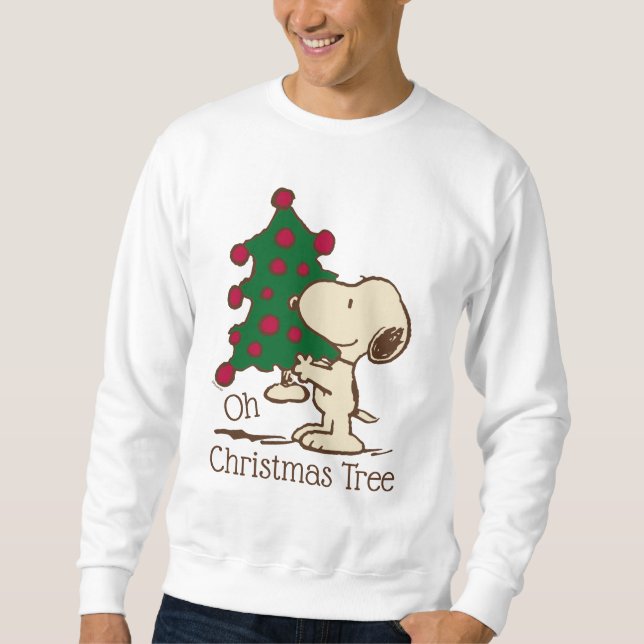 Jordnötter | Snoopy Julgran Lång Ärmad Tröja (Framsida)