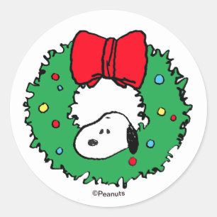 Jordnötter Snoopy Julkrans & Julband Runt Klistermärke