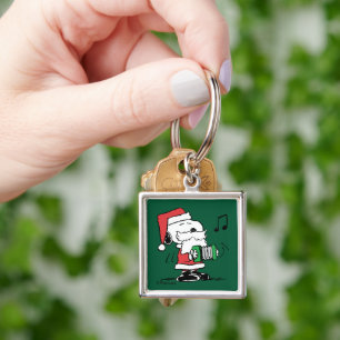 Jordnötter Snoopy Jultomten Accordian Fyrkantig Silverfärgad Nyckelring