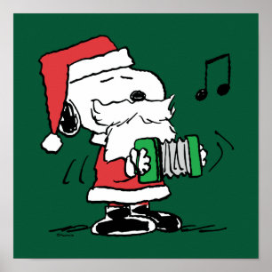 Jordnötter Snoopy Jultomten Accordian Poster