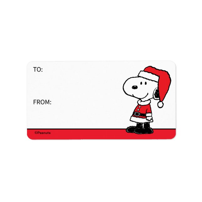 Jordnötter | Snoopy Jultomten Gift Märkre Adressetikett (Framsidan)