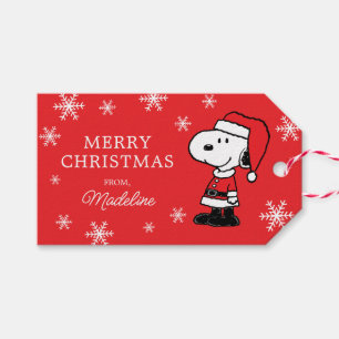 Jordnötter Snoopy Jultomten Presentetikett