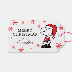 Jordnötter Snoopy Jultomten Presentetikett