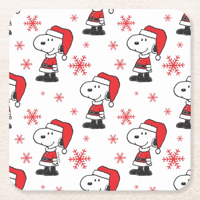 Jordnötter | Snoopy Jultomten Underlägg Papper Kvadrat (Framsidan)