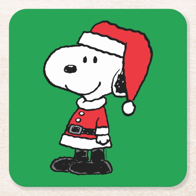 Jordnötter | Snoopy Jultomten Underlägg Papper Kvadrat (Framsidan)