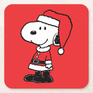 Jordnötter   Snoopy Jultomten Underlägg Papper Kvadrat