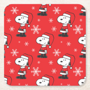 Jordnötter   Snoopy Jultomten Underlägg Papper Kvadrat