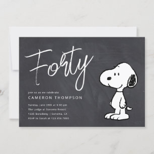Jordnötter Snoopy - Kalkboard 40:e födelsedagen Inbjudningar
