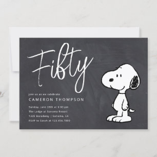 Jordnötter Snoopy - Kalkboard 50:e födelsedagen Inbjudningar