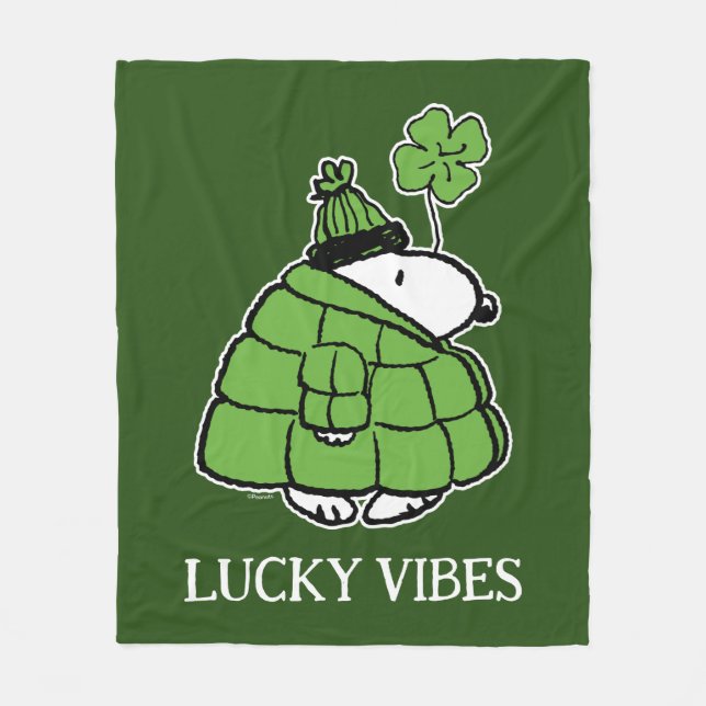 Jordnötter | Snoopy Lucky Klöver Fleecefilt (Framsidan)