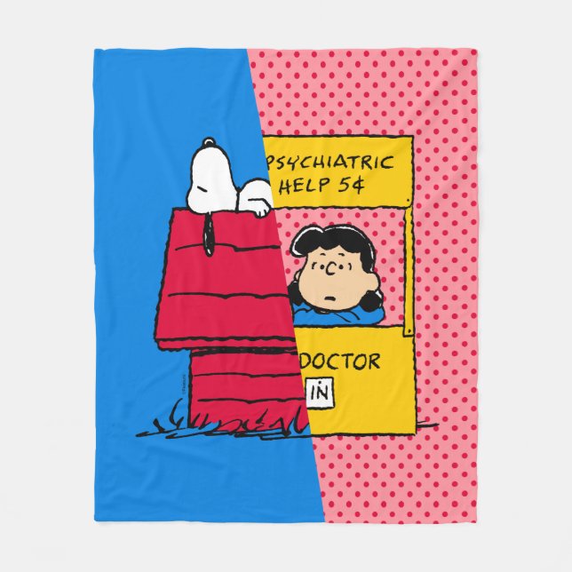 Jordnötter | Snoopy & Lucy halv & halv Fleecefilt (Framsidan)