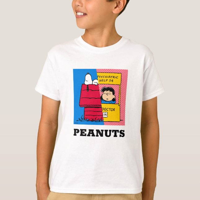 Jordnötter | Snoopy & Lucy halv & halv T Shirt (Framsida)
