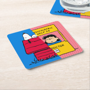 Jordnötter Snoopy & Lucy halv & halv Underlägg Papper Kvadrat