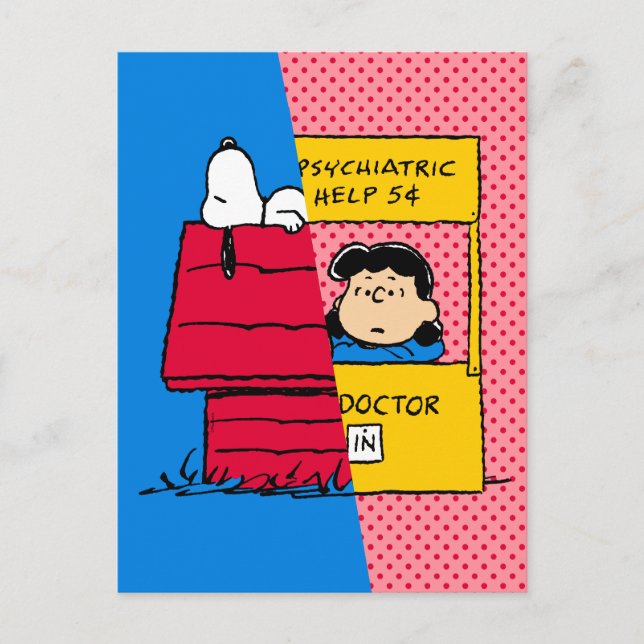 Jordnötter | Snoopy & Lucy halv & halv Vykort (Framsida)