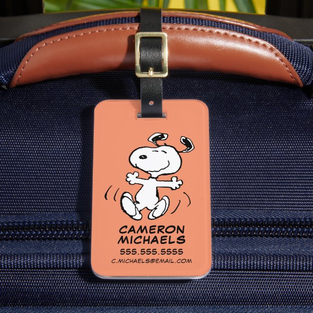 Jordnötter | Snoopy Lycklig Dance Bagagebricka (Framsida Insitu 2)