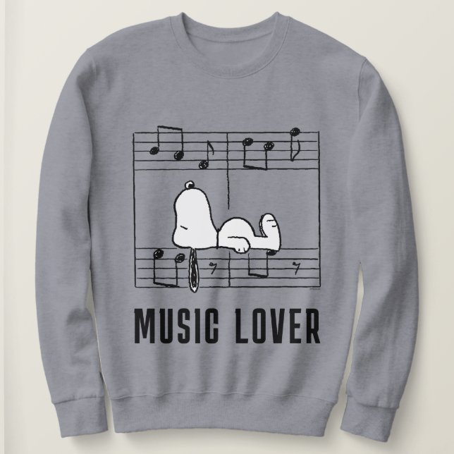 Jordnötter | Snoopy Musik noter T Shirt (Design framsida)
