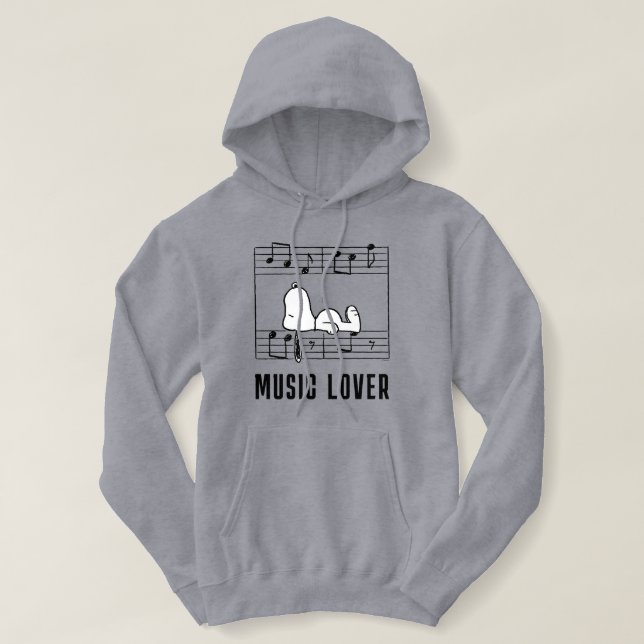 Jordnötter | Snoopy Musik noter T Shirt (Design framsida)