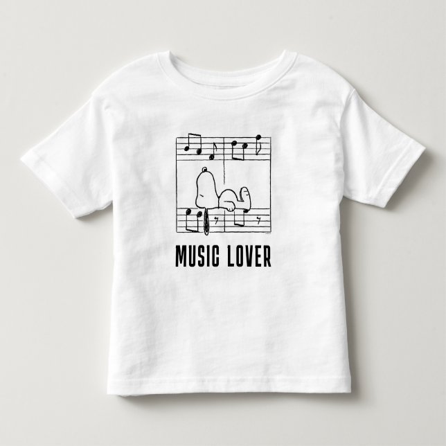 Jordnötter | Snoopy Musik noter T Shirt (Framsida)