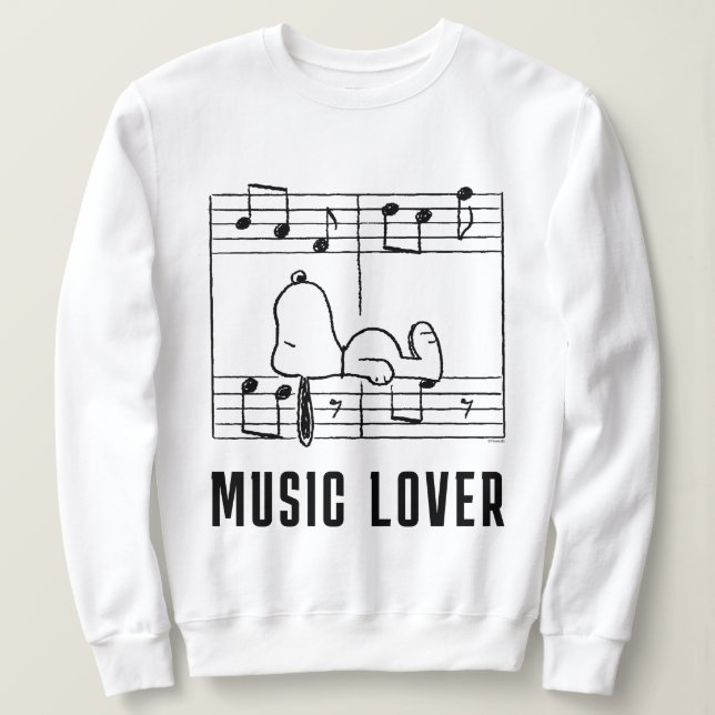 Jordnötter | Snoopy Musik noter T Shirt (Design framsida)