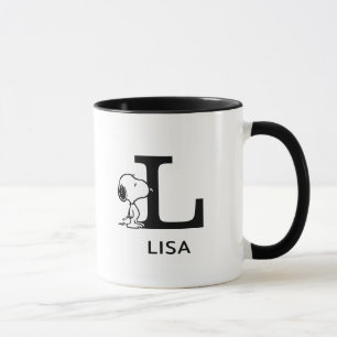 Jordnötter Snoopy Namn & Monogram L Mugg