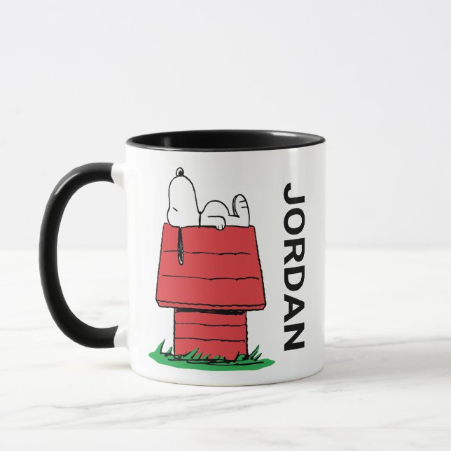 Jordnötter | Snoopy Napping | Lägg till ditt namn Mugg (Vänster)