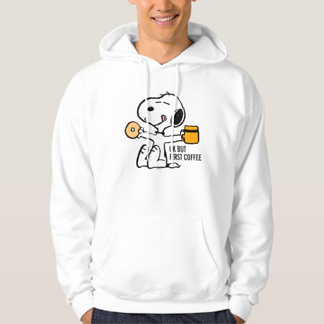 Jordnötter | Snoopy OK, första kaffe Hoodie (Framsida)