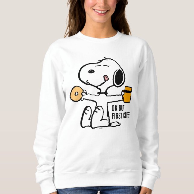 Jordnötter | Snoopy OK, första kaffe T Shirt (Framsida)