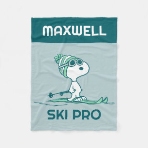 Jordnötter   Snoopy on Skis Fleecefilt