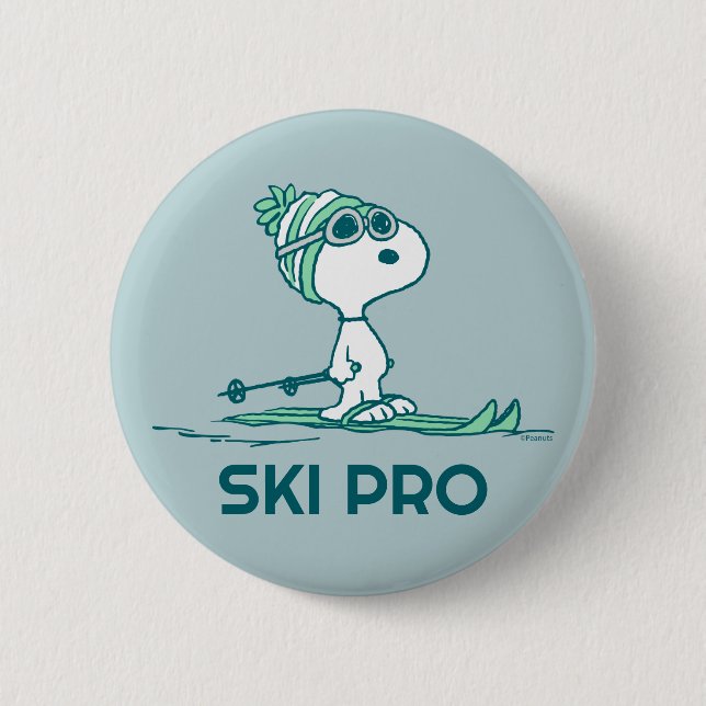 Jordnötter | Snoopy on Skis Knapp (Framsida)