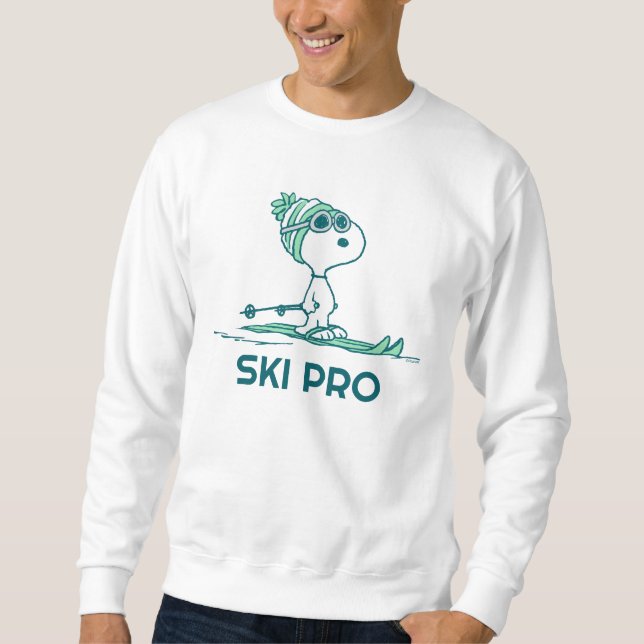 Jordnötter | Snoopy on Skis Lång Ärmad Tröja (Framsida)