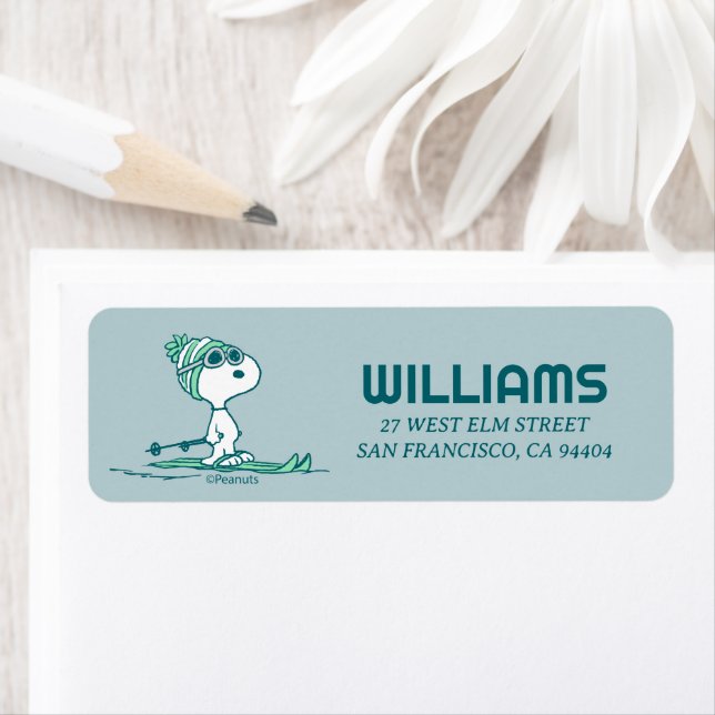 Jordnötter | Snoopy on Skis Returadress Etikett (Insitu)