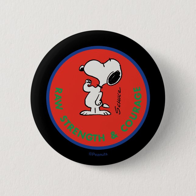 Jordnötter | Snoopy Raw Strength & Courage Badge Knapp (Framsida)