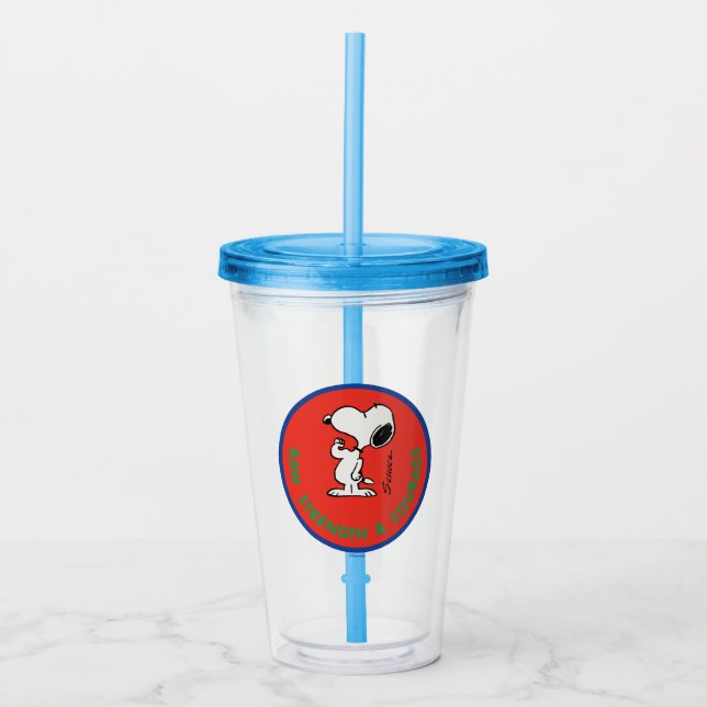 Jordnötter | Snoopy Raw Strength & Courage Badge Take Away Mugg (Framsida)
