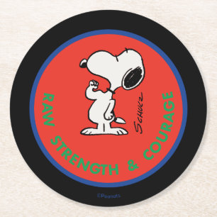 Jordnötter   Snoopy Raw Strength & Courage Badge Underlägg Papper Rund