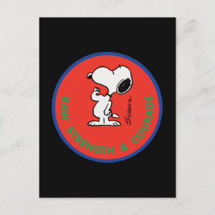 Jordnötter Snoopy Raw Strength & Courage Badge Vykort